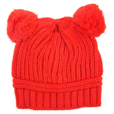 

Baby Winter Knitting Double Ball Hats Different Color Soft Ears Protection