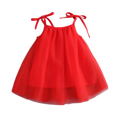

2019 New Summer Baby Girls Mesh Dresses Sleeveless Strap A-line Dress Kids Toddler Pageant Clothes