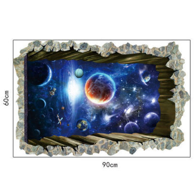 

Brightly Planets Wallpaper Three-dimensional 3D Stickers Bright Wall Stickers Cosmic Space PVC Bedroom Murals For Girls Boy Room