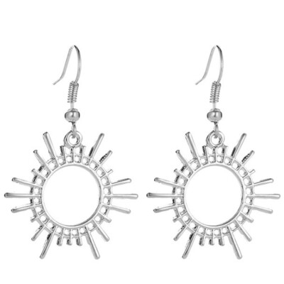 

Creative Alloy Geometric Sun Gear Shape Earings Design Fashion Shiny Silver UK