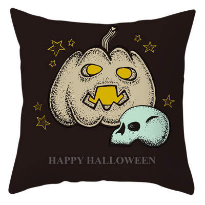 

Halloween Decorative Pillowcase Peach Velvet Pillowcase Ghost-pattern Skeletons-pattern Halloween Dress Up Supplies