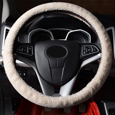 

Wool Furry Fluffy Thick Soft Car Auto Steering Wheel Cover Winter Warm Dark Blue