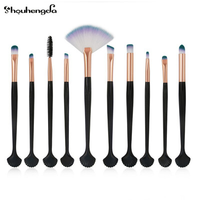 

SHOUHENGDA 10PCS Shell Eyes Makeup Foundation Blending Powder Eyeshadow Contour Concealer Blush Cosmetic Makeup Brushes
