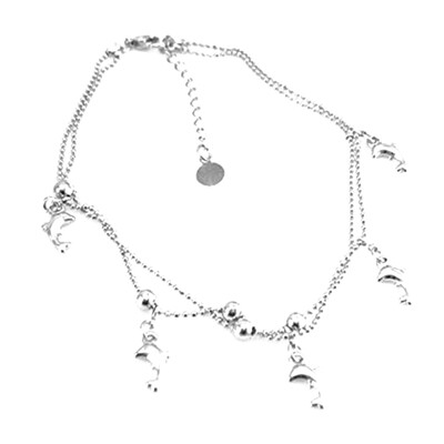 

Women Girl Dolphin Decor Ankle Bracelet Sterling Silver Anklet Beach Chain Foot Decoration Jewelry