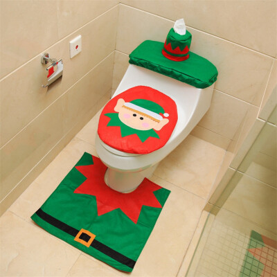 

Siaonvr 3PCS Fancy Santa Toilet Seat Cover&Rug Bathroom Set Christmas Decor