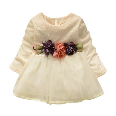 

Childrens Princess Dress Autumn Long Sleeve Tutu Dress Floral Baby Birthday Party Dresses Children Cotton Girls Dressing