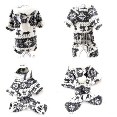 

New Pet Dog Winter Coat Puppy Soft Warm Clothes Snowflake Deer Printed Hoodies Jumpsuit For Small And Medium Dogs Clothing