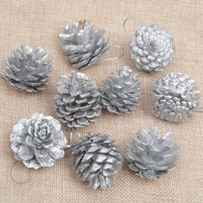 

1PC Christmas Pine Cones Ornaments Wood Pinecone DIY Xmas Tree Pendant Gold Silver Christmas Party Office Decoration Home Decor