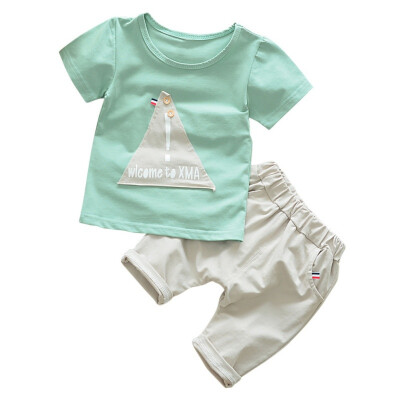 

Baby Clothes Set Summer T-shirt Tops Casual Pants Suit Kids Boy Trousers Fashion Costume 2PCs