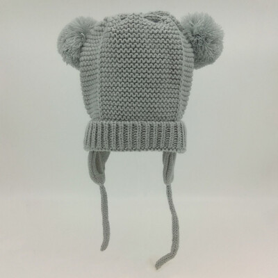 

Children Wool Double Ball Earmuffs Hat Winter Warm Kids Supplies