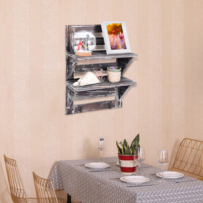 

Gobestart 2-Layer With Hook-Like Wood Grain Wall-Mounted Storage Rack