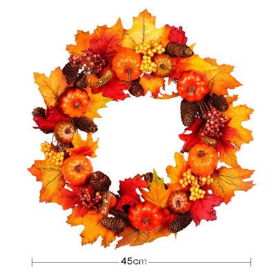 

Natural Artificial Flower Wreath Pumpkin Wreath 45cm Halloween Round Wreath For The Front Door Home Halloween Decoration