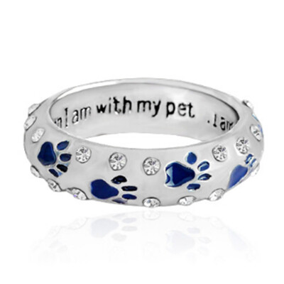 

Popular New Arrivals Rhinestone Hand Stamped Paw Print Ring When I Am With My Pet