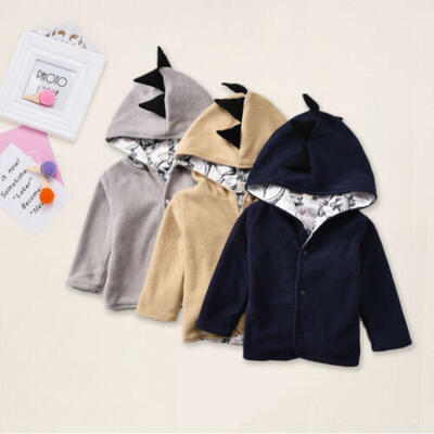 

AU Toddler Kids Baby Boys Girls Dinosaur Hooded Coat Jacket Winter Thick Outwear