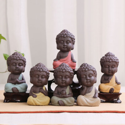 

Little Ceramic Monk Figurine Buddha Statue Tea Pet Oriental Culture Ornament Succulent Plant Bonsai Garden Decor