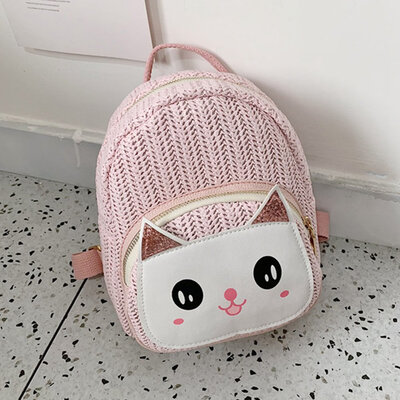 

New Boy Girl Straw Cartoon Backpack School Rucksack Bag Special Necessary