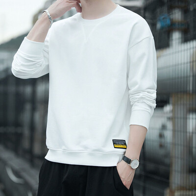 

Toponeto Mens Fashion Long Sleeved Round Neck Solid Color Tops Shirt Blouse