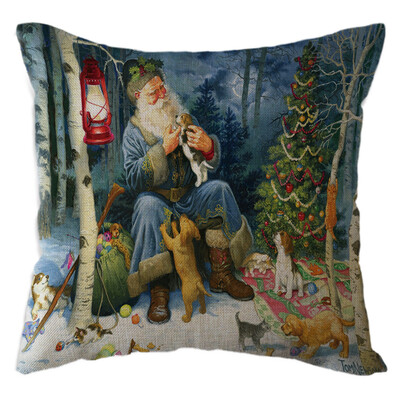 

〖Follure〗Christmas Snow House Pillow Case Linen Sofa Throw Cushion Cover Home Decor