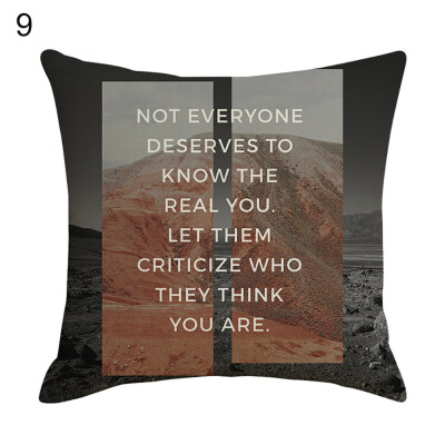 

Wisdom Letters Phrase Pillow Case Linen Cushion Cover Sofa Bedroom Car Decor