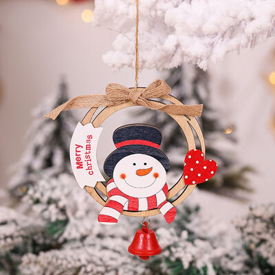 

Christmas Ornament Christmas Wood Mini Garland Burlap Bow Hanging Bells And Rattan Ring Pendants