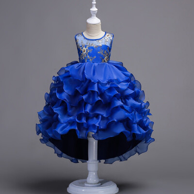 

2-12 Years Girls Sleeveless Princess Children Flower Girl Dress Moderator Clothing For Wedding Girls Trailing Party Prom Dresses