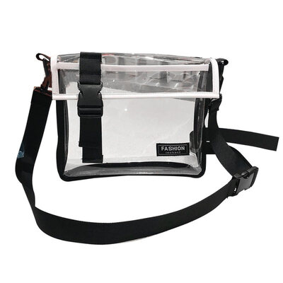 

Fashion Womens Transparent PVC Square Buckle Strap Crossbody Shoulder Bag