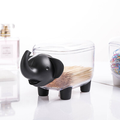

Toponeto Cotton Swab Box Elephant Shaped Plastic Boxs Toothpick Storage Case Organizer