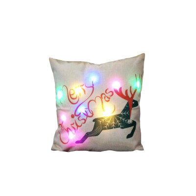 

Pillow Cover LED Light Printing 45x45 Linen Pillowcase Gift Decor for Christmas Party Sofa Office