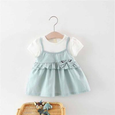 

Children Dresses Kids Girl Short Sleeve Cartoon Embroidery Cotton Dress Baby Girl Summer Cute Dresses