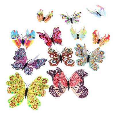 

12Pcs Wall Stickers Double Layer PVC Butterfly Shape Wall Decal Sticker Home Living Room Nursery Outdoor Fences Garden Lawn Backya