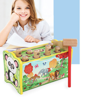 

Tailored Musical Toy Dual Functions Animal Themed Wooden Piano And Pounding And Roll