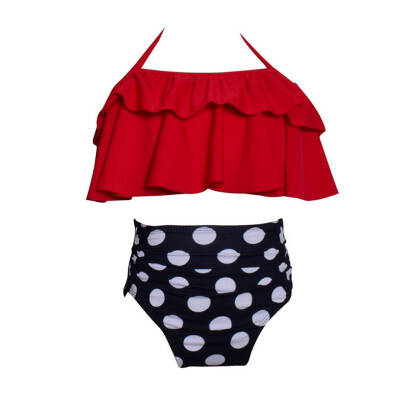 

Polka Dot Briefs Kid Girls Swimsuit Bikini Set Infant Baby Swimwear Children Clothing Straps Solid Tops Summer Clothing