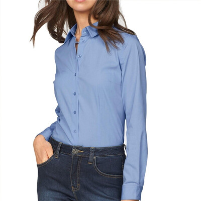 

Long Sleeve Button Blouse Lady Formal Work Wear Top Solid Color Women Loose Work Office Lapel Shirt Tees