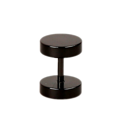 

1Pcs Stainless Steel Black Gothic Barbell Earring Round Plain Men Stud Earring