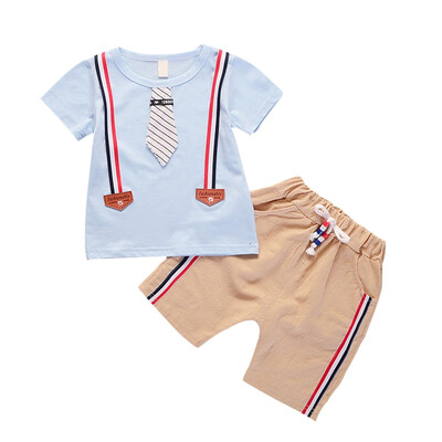 

Baby Clothes Toddler Baby Boys 2pcs Summer Outfits Fake Tie Print T-shirt TopsShorts Casual Sets Baby Boy Clothes