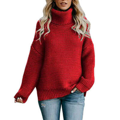 

Autumn winter slim solid sweaters women&pullovers long sleeve casual sweater Turtleneck Loose Long Sleeve Warm Sweater