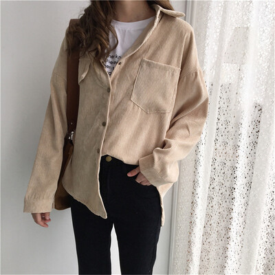 

Toponeto Women Corduroy Jacket Top Shirt Coat Casual Vintage Loose Coat