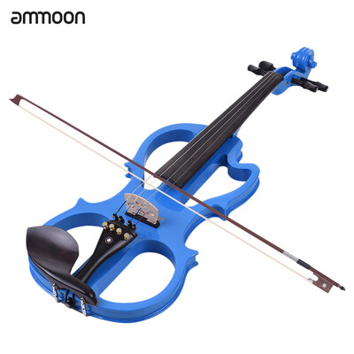 

ammoon VE-201 Full Size 44 Solid Wood Silent Electric Violin Fiddle Maple Body Ebony Fingerboard Pegs Chin Rest Tailpiece with Bo