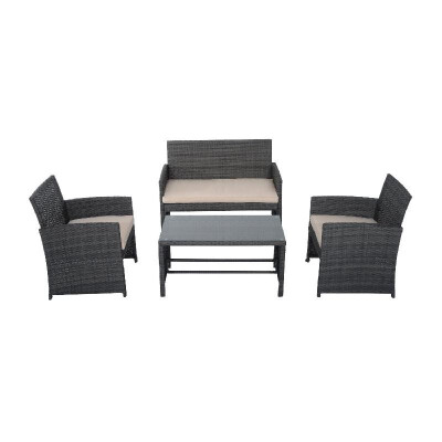 

4-Piece Cushioned Outdoor Rattan Wicker Chair&Loveseat Furniture Set