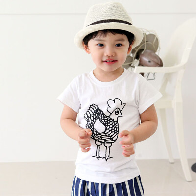 

Summer Children Short Sleeve T-Shirts Kids Casual Tees Baby Boy Girl Cartoon Animal Printed Tops Shirts 2-7Y