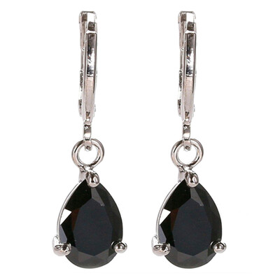

New 7colors Fashion Tear Shape Sterling Silver Amethyst Dangle Earrings Crystal Dangle Drop Earring