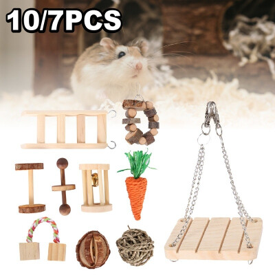 

710pcsset Hamster Chew Toys Natural Wooden Dumbells Exercise Bell Roller Teeth Care Molar Toy