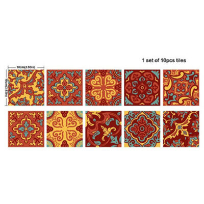 

10pcs Diy Tiles Stickers 3d Retro Vintage Flowers Bathroom Kitchen Toilet Decoration Wall Stickers Waterproof Pvc Decals Sticker