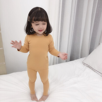 

Children Autumn Toddler Girls Clothing Solid Color Suit Printing Home Service Cotton Soft Two-piece Pajamas girls Suits