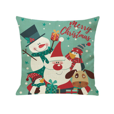 

Toponeto New Christmas Cotton Linen Pillow Case Sofa Cushion Cover Home Decor