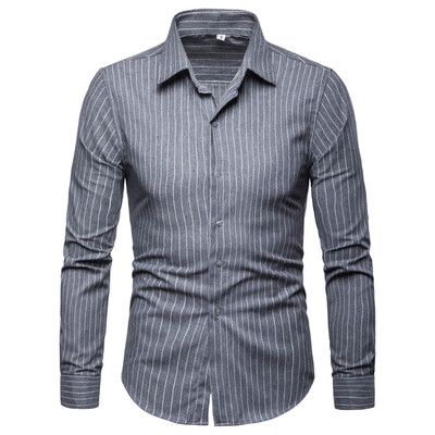 

Tailored Mens Fashion Slim Fit Personality Stripe Casual Long Sleeve Shirts Blouse