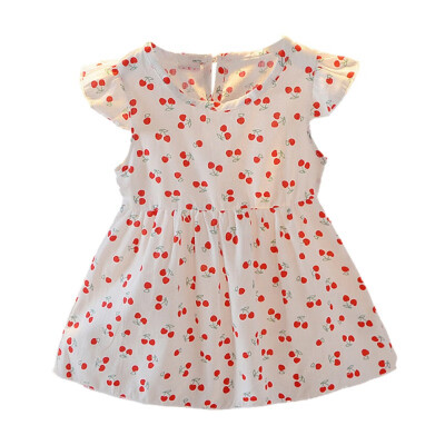 

Summer Baby Girl Dress Sleeveless Cherry Pattern Cute Princess Kids Dresses For Girls Toddler Clothes