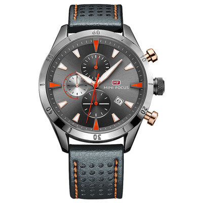 

BOFUTE Male Watches Business Watch True Three Eyes Six Needles Calendar Waterproof Genuine Leather Watchband 0011G