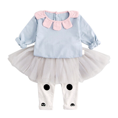 

Autumn Children Girl Cotton Clothes Set Long Sleeve Sweatshirt Skirt Trousers Kid Casual Outerwear Cute