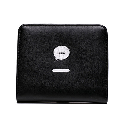 

Eyes Gesture Embroidery Bifold Purse Card Holder Women Faux Leather Short Wallet